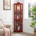 Lighted Corner Curio Cabinet with Tempered Glass Doors and Adjustable Shelves