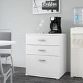 3-Drawer Floor Storage Cabinet with Brushed Nickel Pulls, White