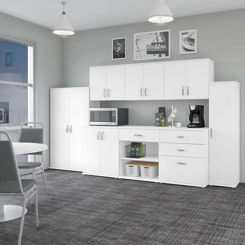 3-Drawer Floor Storage Cabinet with Brushed Nickel Pulls, White