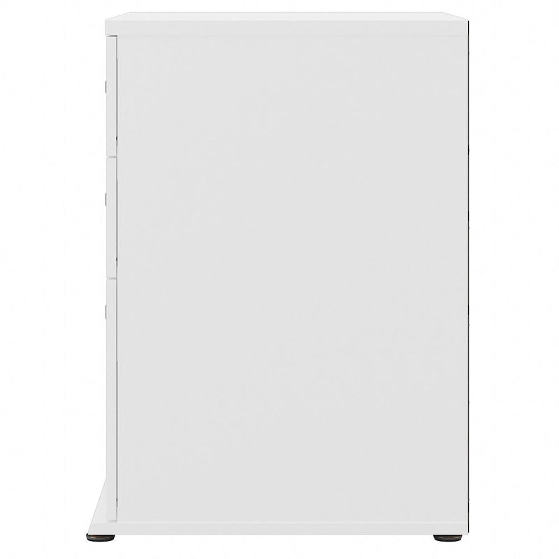 3-Drawer Floor Storage Cabinet with Brushed Nickel Pulls, White