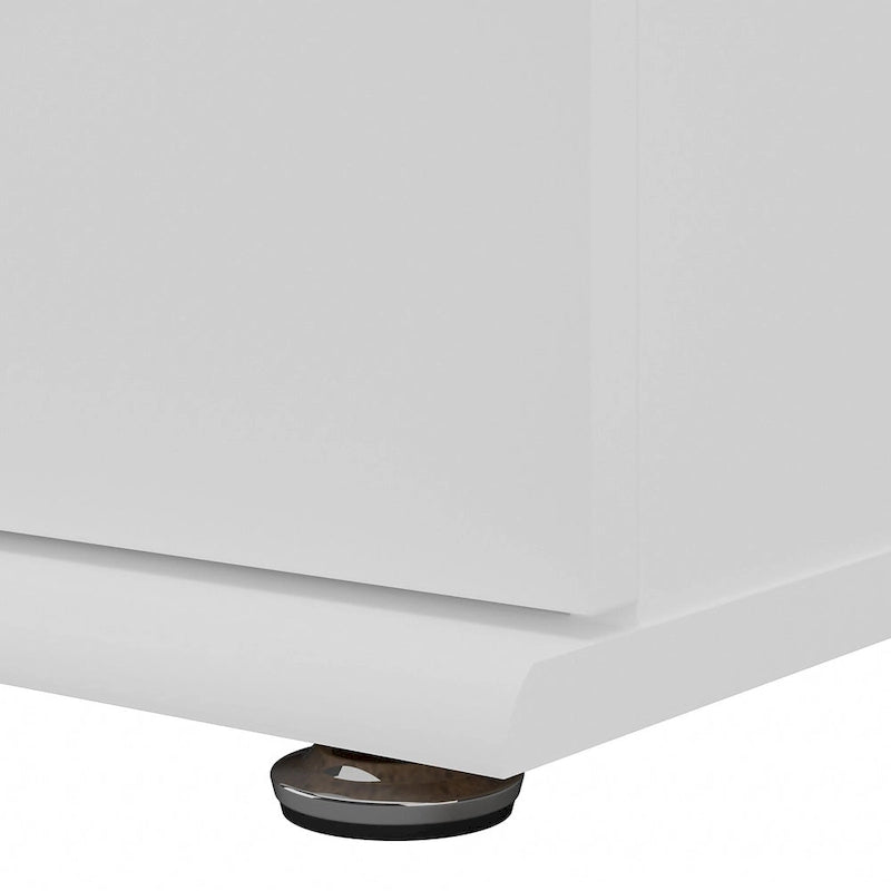 3-Drawer Floor Storage Cabinet with Brushed Nickel Pulls, White