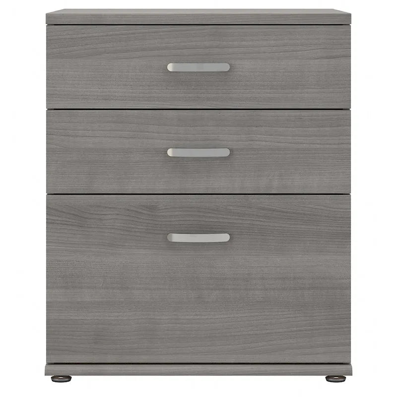 3-Drawer Floor Storage Cabinet with Brushed Nickel Pulls, White