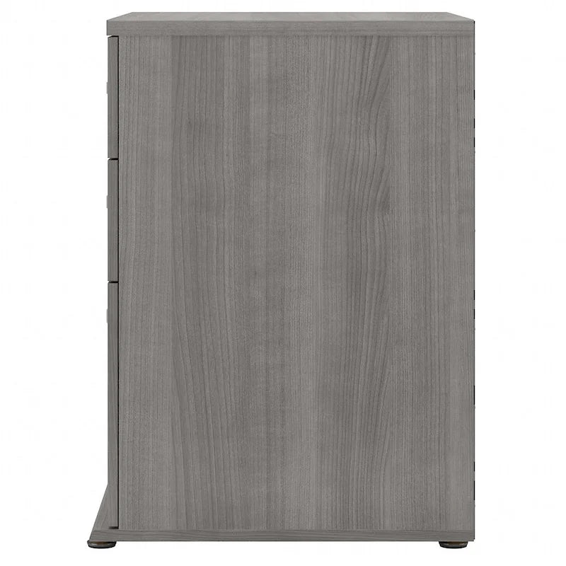 3-Drawer Floor Storage Cabinet with Brushed Nickel Pulls, White