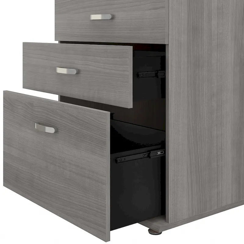 3-Drawer Floor Storage Cabinet with Brushed Nickel Pulls, White