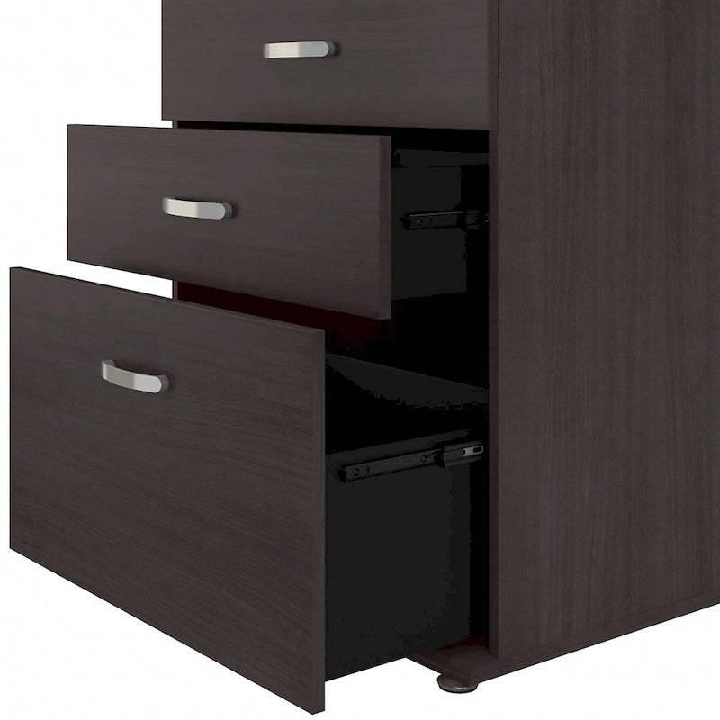 3-Drawer Floor Storage Cabinet with Brushed Nickel Pulls, White