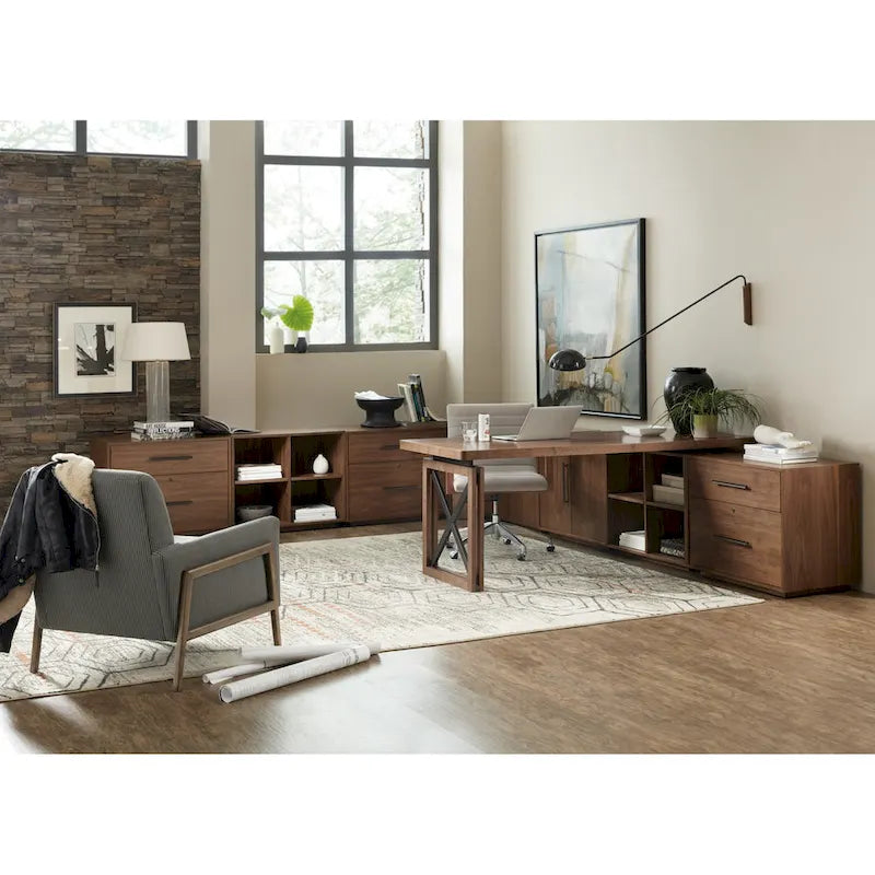 Walnut Lateral File Cabinet 2-Drawer Dark Bronze Pulls Home Office