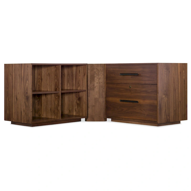 Walnut Lateral File Cabinet 2-Drawer Dark Bronze Pulls Home Office