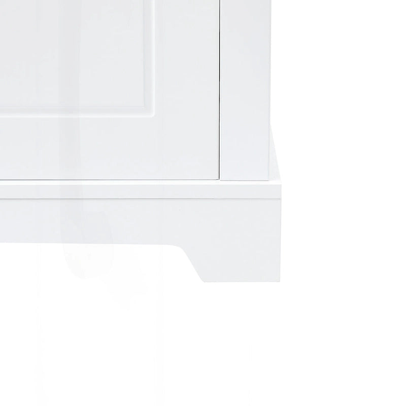 Freestanding Tall Bathroom Storage Cabinet with Drawer Two Doors White