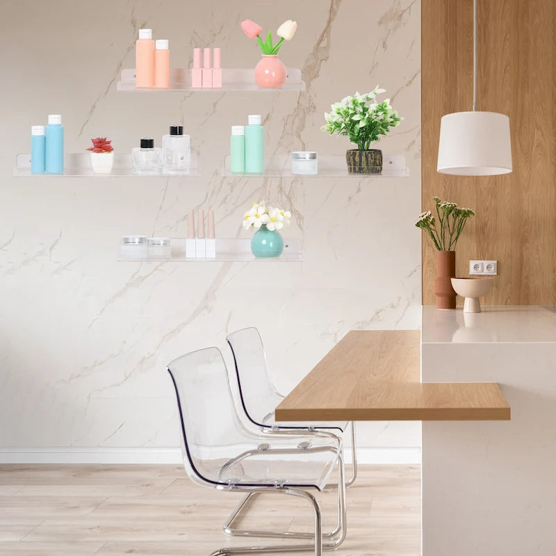 Clear Acrylic Floating Wall Shelf Bathroom Bedroom Living Room Display