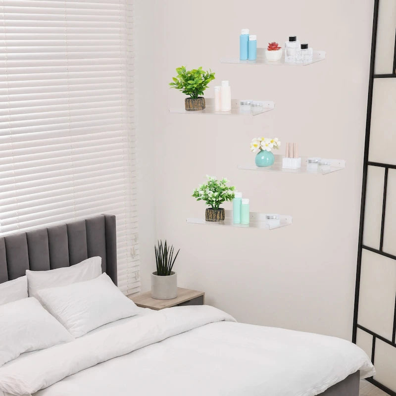 Clear Acrylic Floating Wall Shelf Bathroom Bedroom Living Room Display