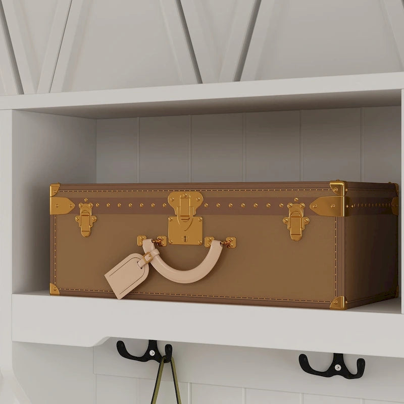 Entryway Hall Tree with Cushioned Bench, Coat Hooks and Shoe Storage