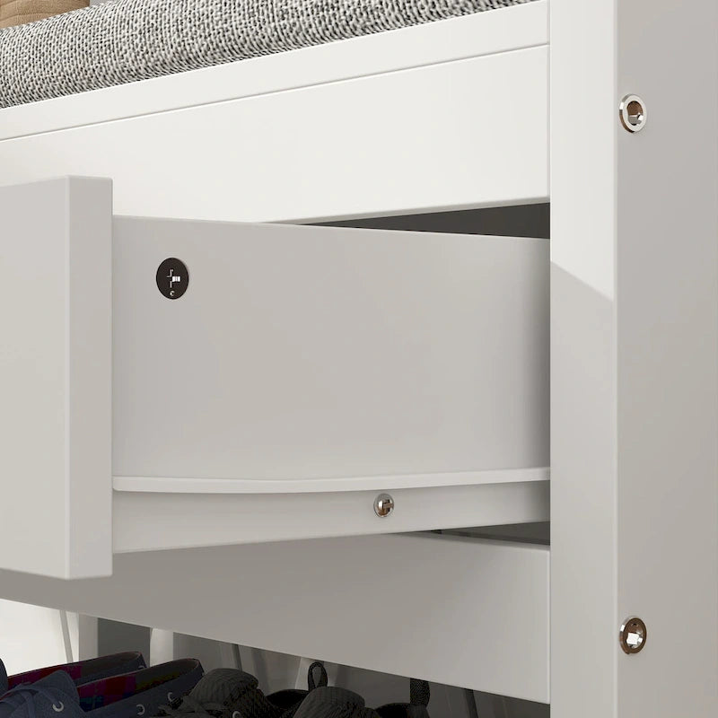 Entryway Hall Tree with Cushioned Bench, Coat Hooks and Shoe Storage