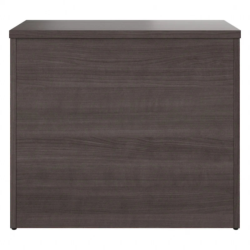 Modern Office Storage Cabinet with Drawers Open Shelves Locking File Storm Gray