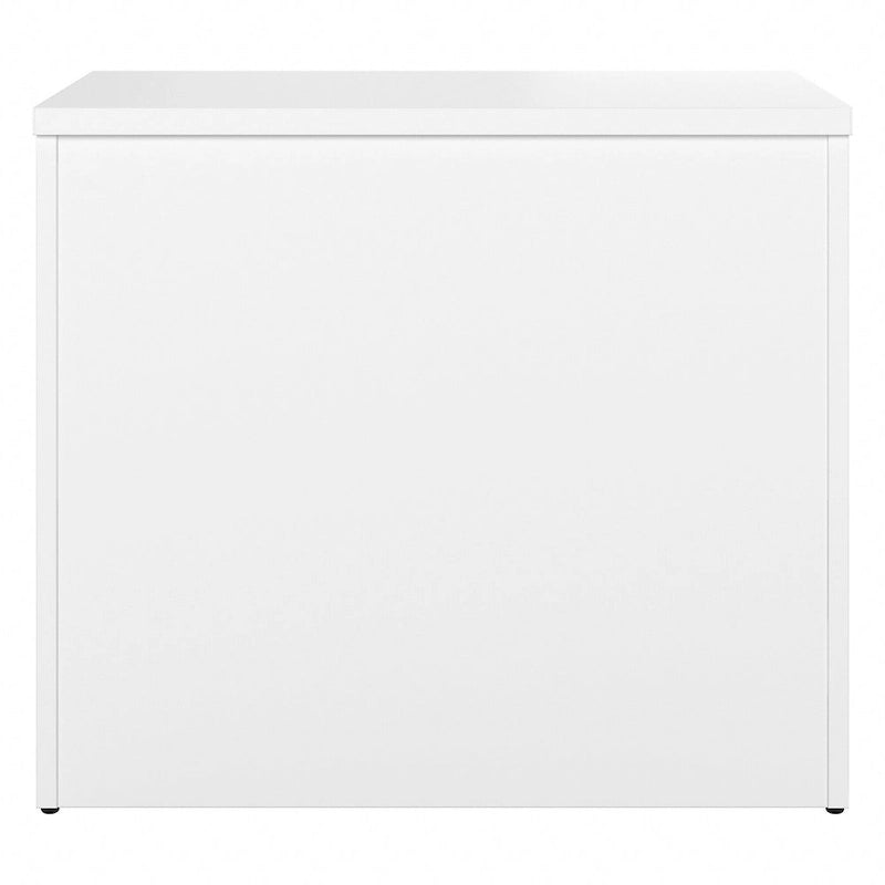 Modern Office Storage Cabinet with Drawers Open Shelves Locking File Storm Gray