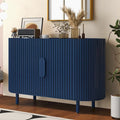 Curved 4-Door Sideboard with Adjustable Shelves White Walnut Black Blue