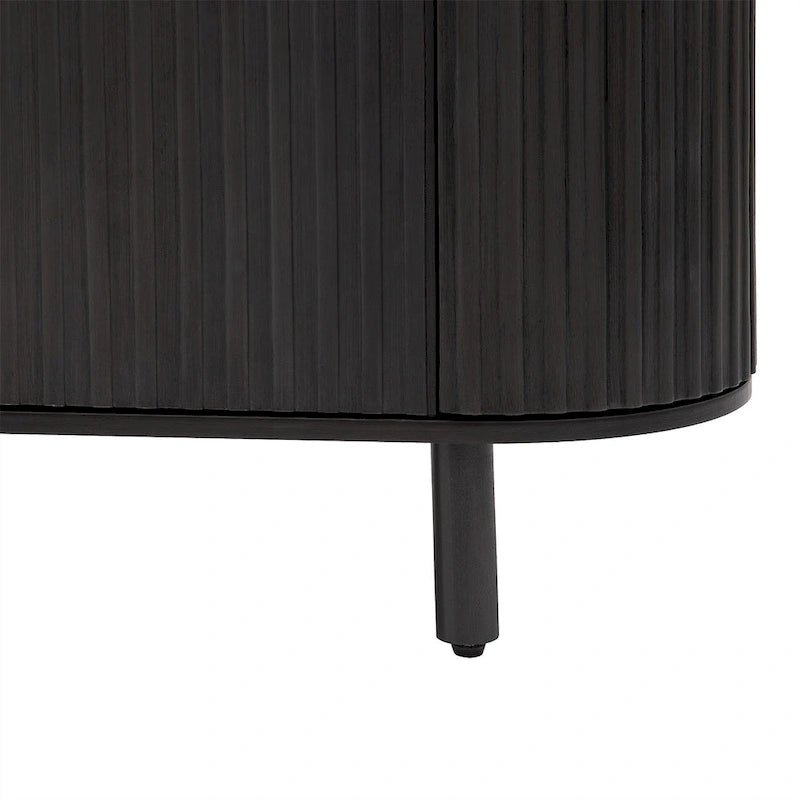 Curved 4-Door Sideboard with Adjustable Shelves White Walnut Black Blue