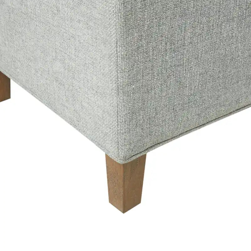 Upholstered Storage Bench with Soft Close Lid, Blue Fabric, Solid Wood Legs