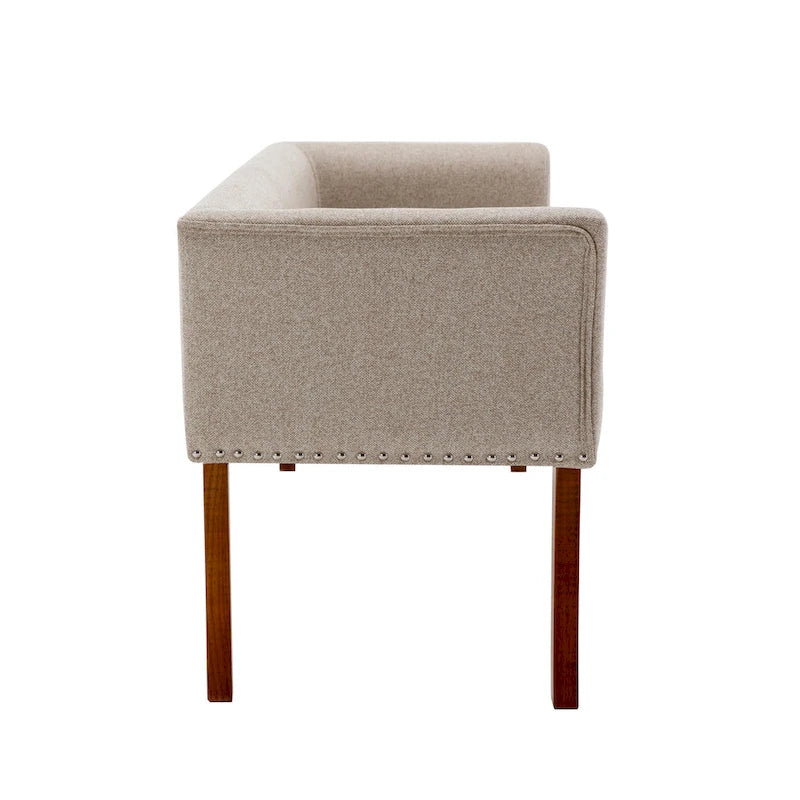 Fabric Upholstered Accent Bench with Nailhead Trim and Splayed Wooden Legs