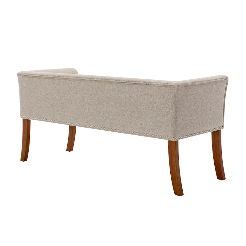 Fabric Upholstered Accent Bench with Nailhead Trim and Splayed Wooden Legs