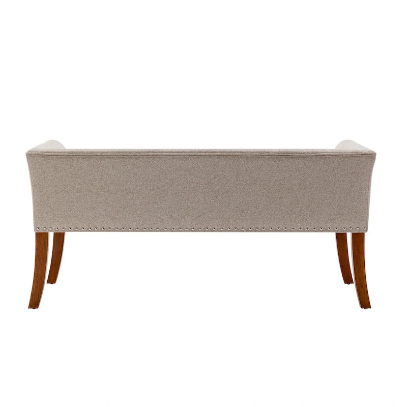 Fabric Upholstered Accent Bench with Nailhead Trim and Splayed Wooden Legs