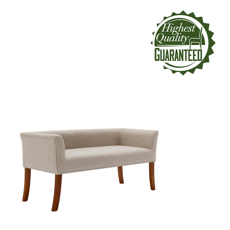 Fabric Upholstered Accent Bench with Nailhead Trim and Splayed Wooden Legs