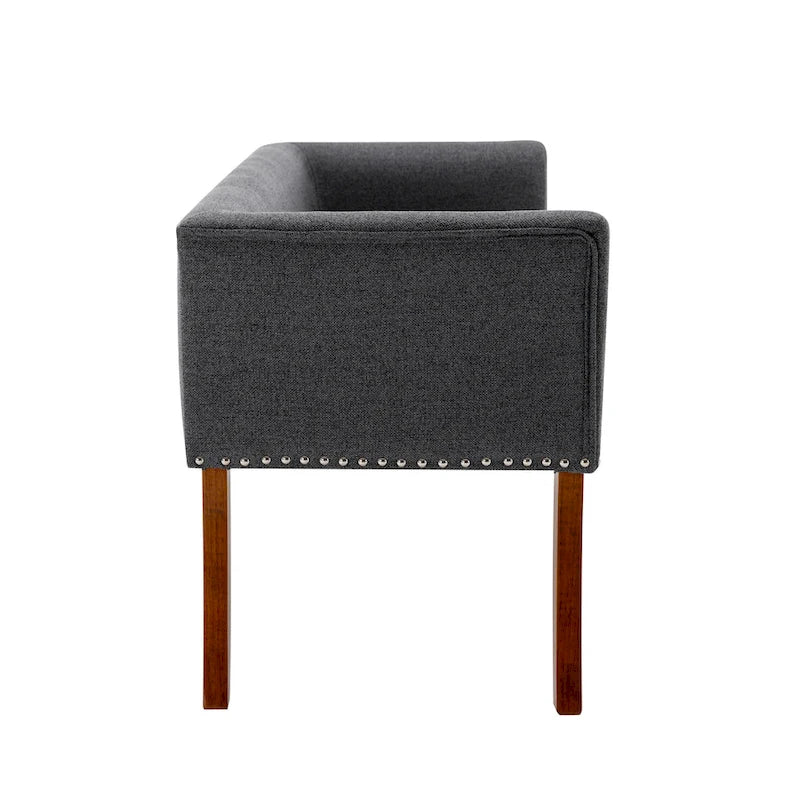 Fabric Upholstered Accent Bench with Nailhead Trim and Splayed Wooden Legs