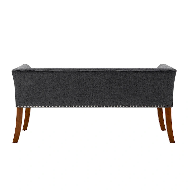 Fabric Upholstered Accent Bench with Nailhead Trim and Splayed Wooden Legs