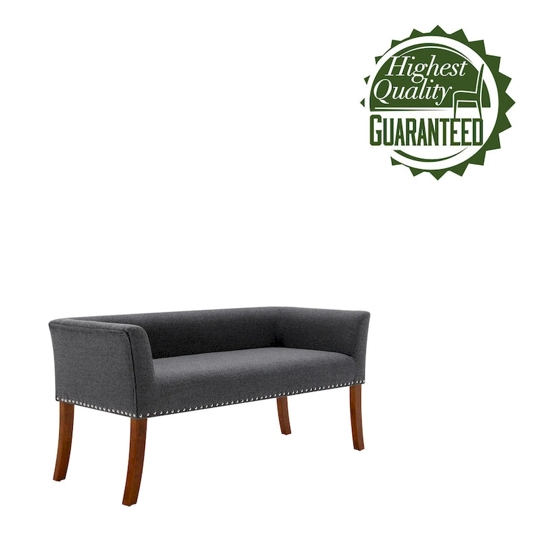 Fabric Upholstered Accent Bench with Nailhead Trim and Splayed Wooden Legs