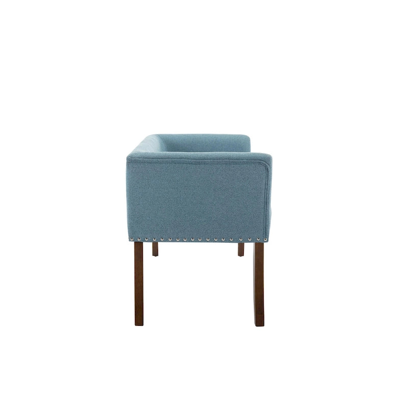 Fabric Upholstered Accent Bench with Nailhead Trim and Splayed Wooden Legs