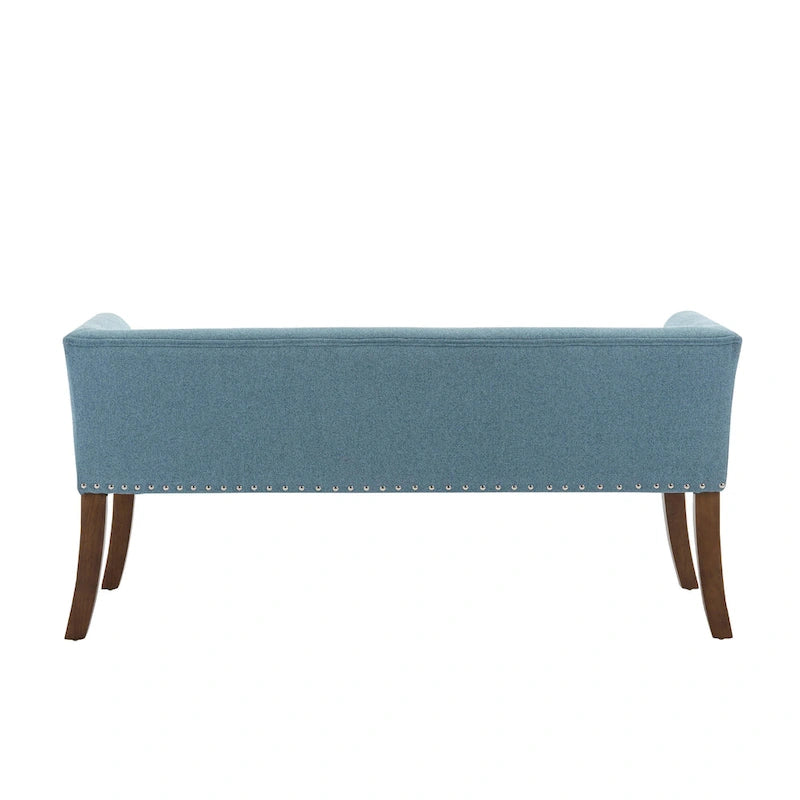 Fabric Upholstered Accent Bench with Nailhead Trim and Splayed Wooden Legs