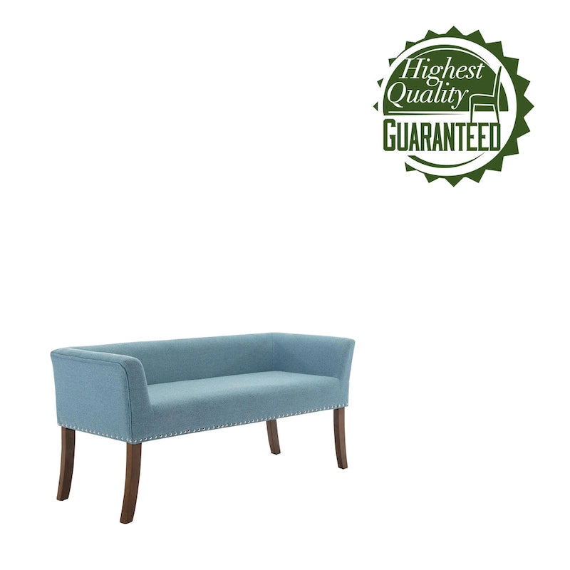 Fabric Upholstered Accent Bench with Nailhead Trim and Splayed Wooden Legs