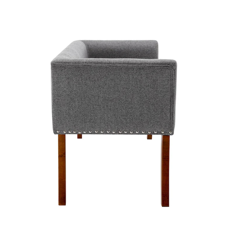 Fabric Upholstered Accent Bench with Nailhead Trim and Splayed Wooden Legs