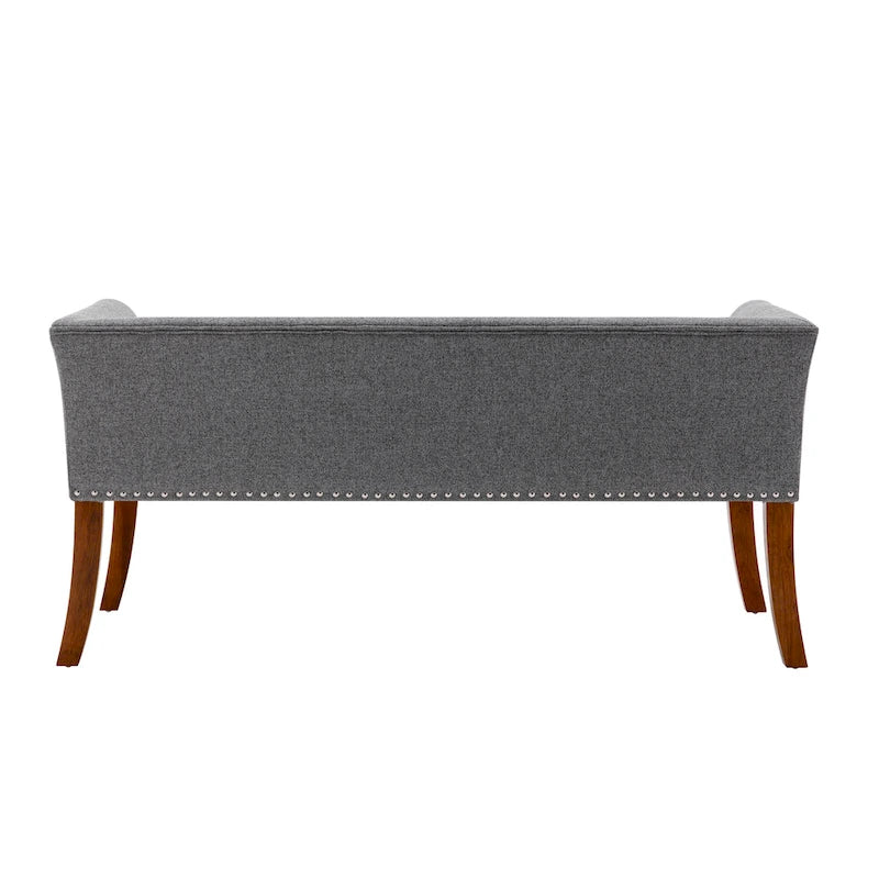Fabric Upholstered Accent Bench with Nailhead Trim and Splayed Wooden Legs
