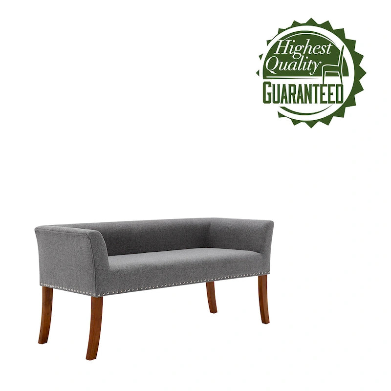 Fabric Upholstered Accent Bench with Nailhead Trim and Splayed Wooden Legs