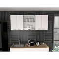 White & Black Wall-Mounted Storage Cabinet with Doors and Open Shelves