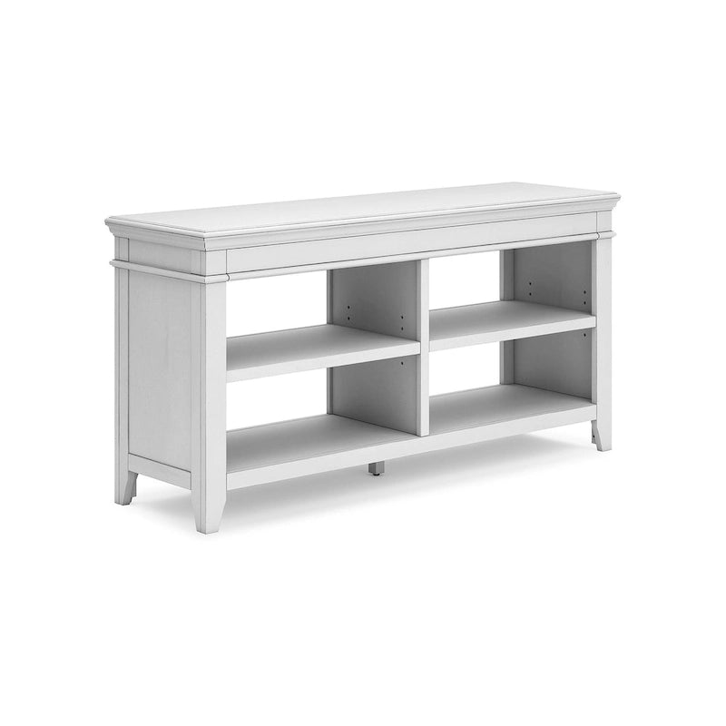 Wood Veneer Open Storage Credenza with Adjustable Shelves Whitewash