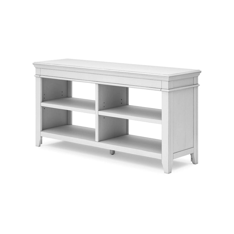 Wood Veneer Open Storage Credenza with Adjustable Shelves Whitewash
