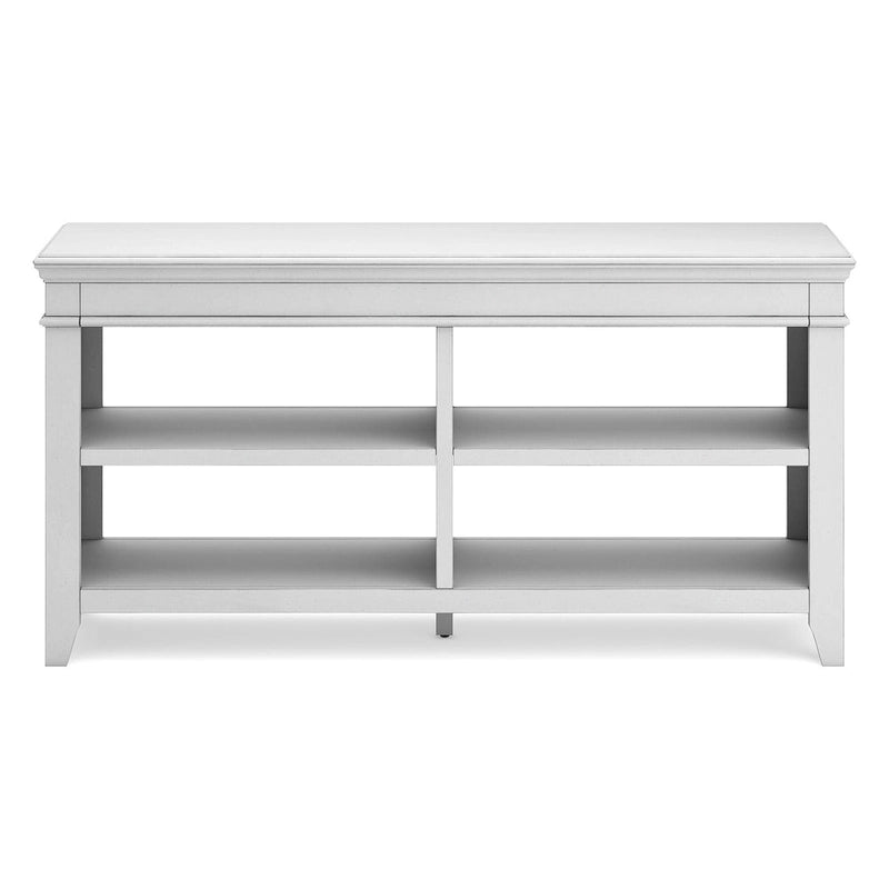 Wood Veneer Open Storage Credenza with Adjustable Shelves Whitewash