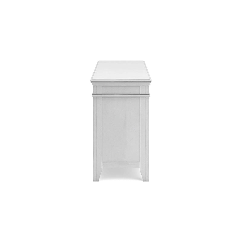 Wood Veneer Open Storage Credenza with Adjustable Shelves Whitewash
