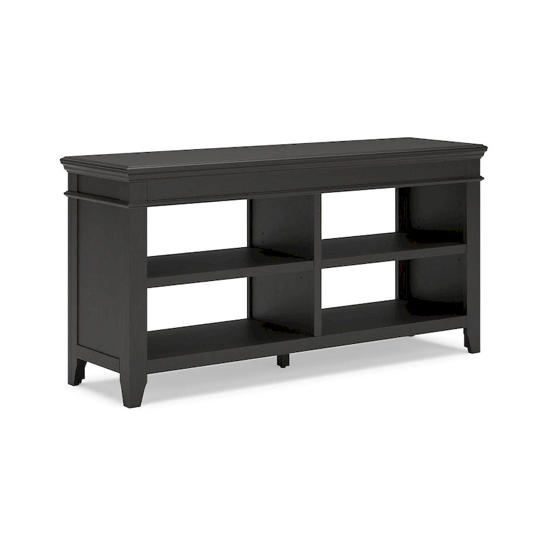 Wood Veneer Open Storage Credenza with Adjustable Shelves Whitewash