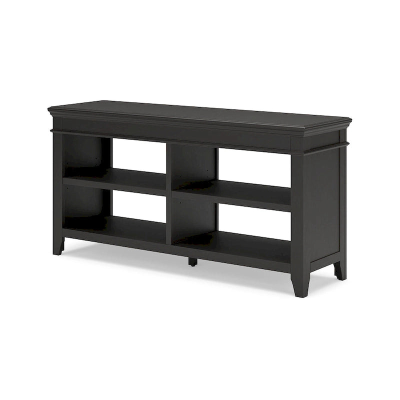 Wood Veneer Open Storage Credenza with Adjustable Shelves Whitewash
