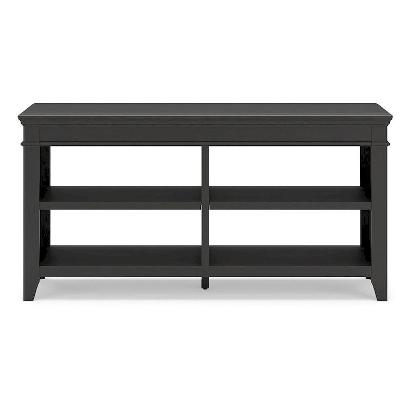 Wood Veneer Open Storage Credenza with Adjustable Shelves Whitewash