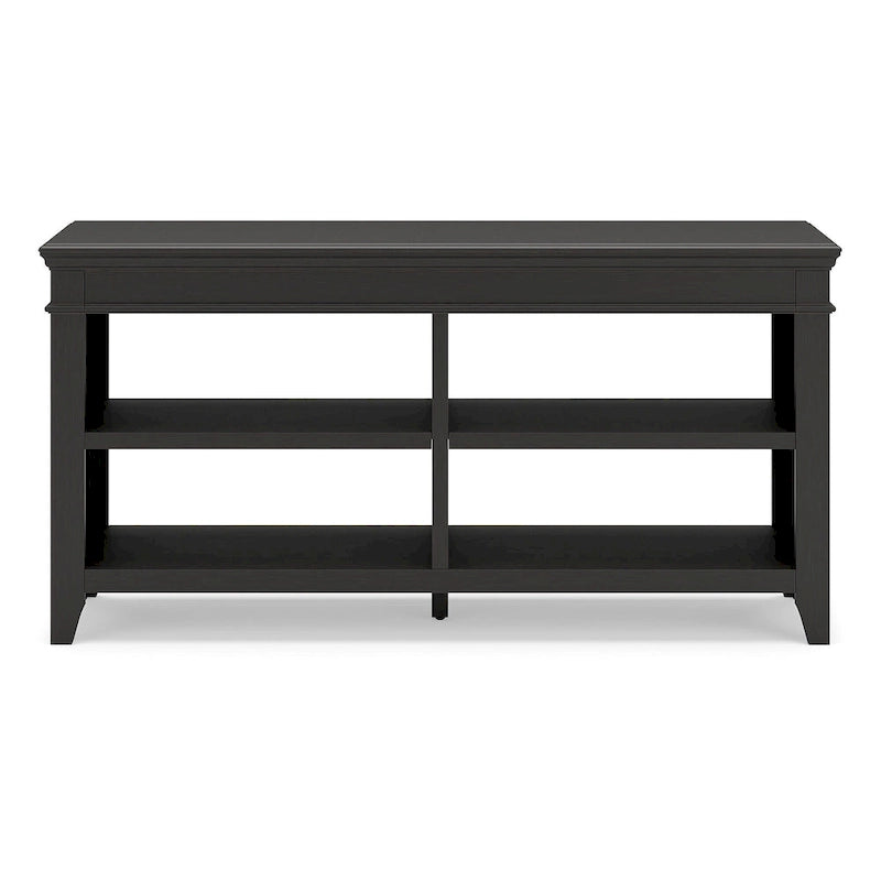 Wood Veneer Open Storage Credenza with Adjustable Shelves Whitewash