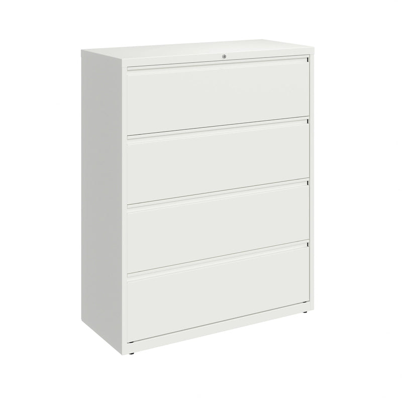 4-Drawer Wide Lateral File Cabinet with Lock Light Gray Steel