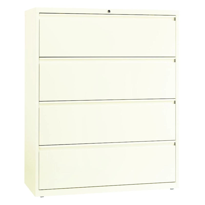 4-Drawer Wide Lateral File Cabinet with Lock Light Gray Steel