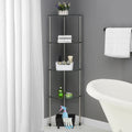 5-Tier Clear Tempered Glass Corner Shelf Tower Chrome Steel Frame