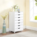 7-Drawer Rolling Wood Storage Cabinet with Casters White Black Grey Natural