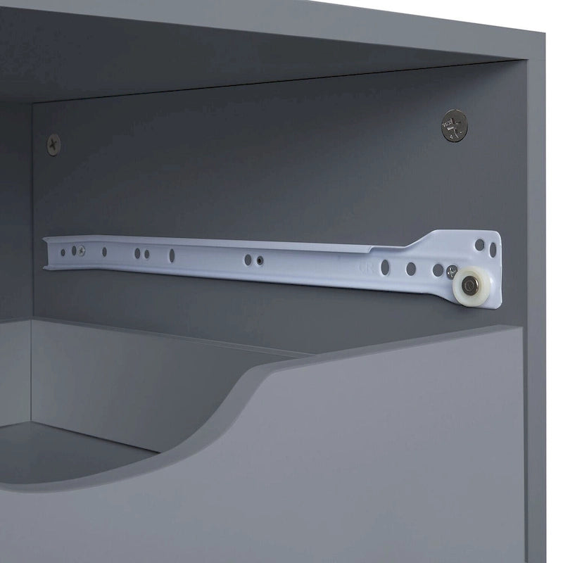 7-Drawer Rolling Wood Storage Cabinet with Casters White Black Grey Natural