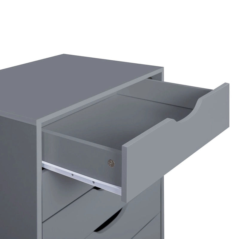 7-Drawer Rolling Wood Storage Cabinet with Casters White Black Grey Natural