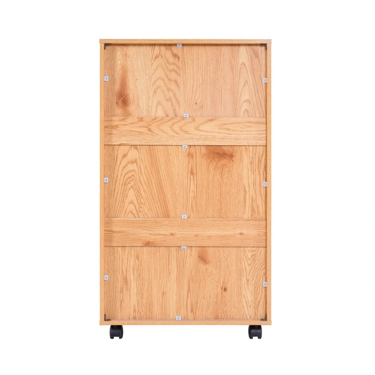 7-Drawer Rolling Wood Storage Cabinet with Casters White Black Grey Natural